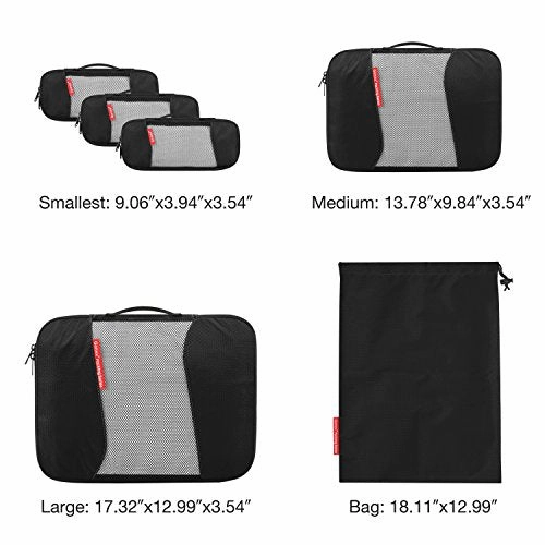 Travel Packing Cubes, Gonex Luggage Organizers L M 3XS Laundry Bag Black