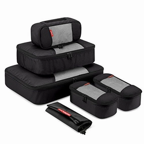 Travel Packing Cubes, Gonex Luggage Organizers L M 3XS Laundry Bag Black