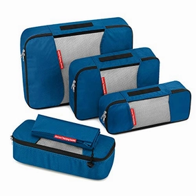 Travel Packing Cubes, Luggage Organizers L M 2Slim Laundry Bag Deep blue