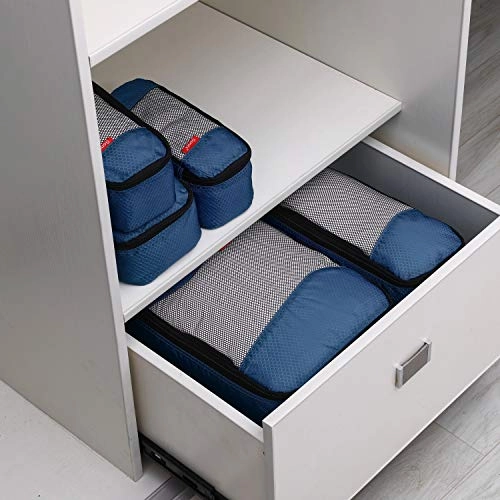 Travel Packing Cubes, Luggage Organizers L M 2Slim Laundry Bag Deep blue
