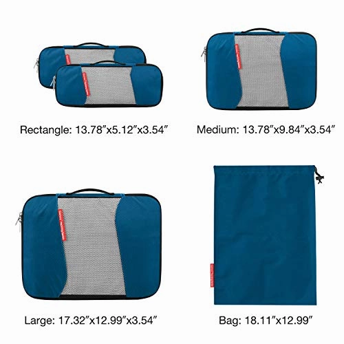 Travel Packing Cubes, Luggage Organizers L M 2Slim Laundry Bag Deep blue