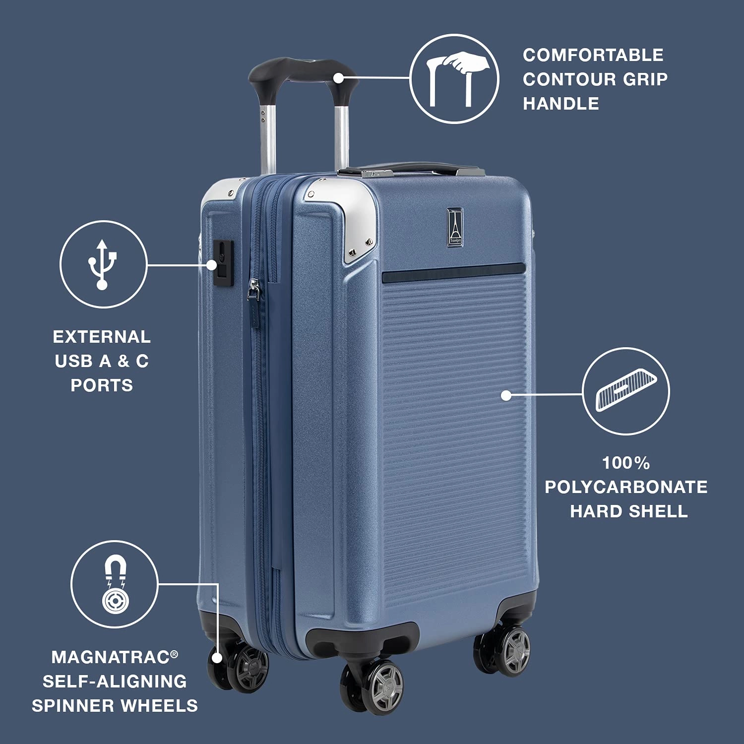 Travelpro Platinum Elite Hardside Expandable Spinner Wheel Luggage TSA Lock Hard Shell Polycarbonate Suitcase, Compact Carry on 20-Inch