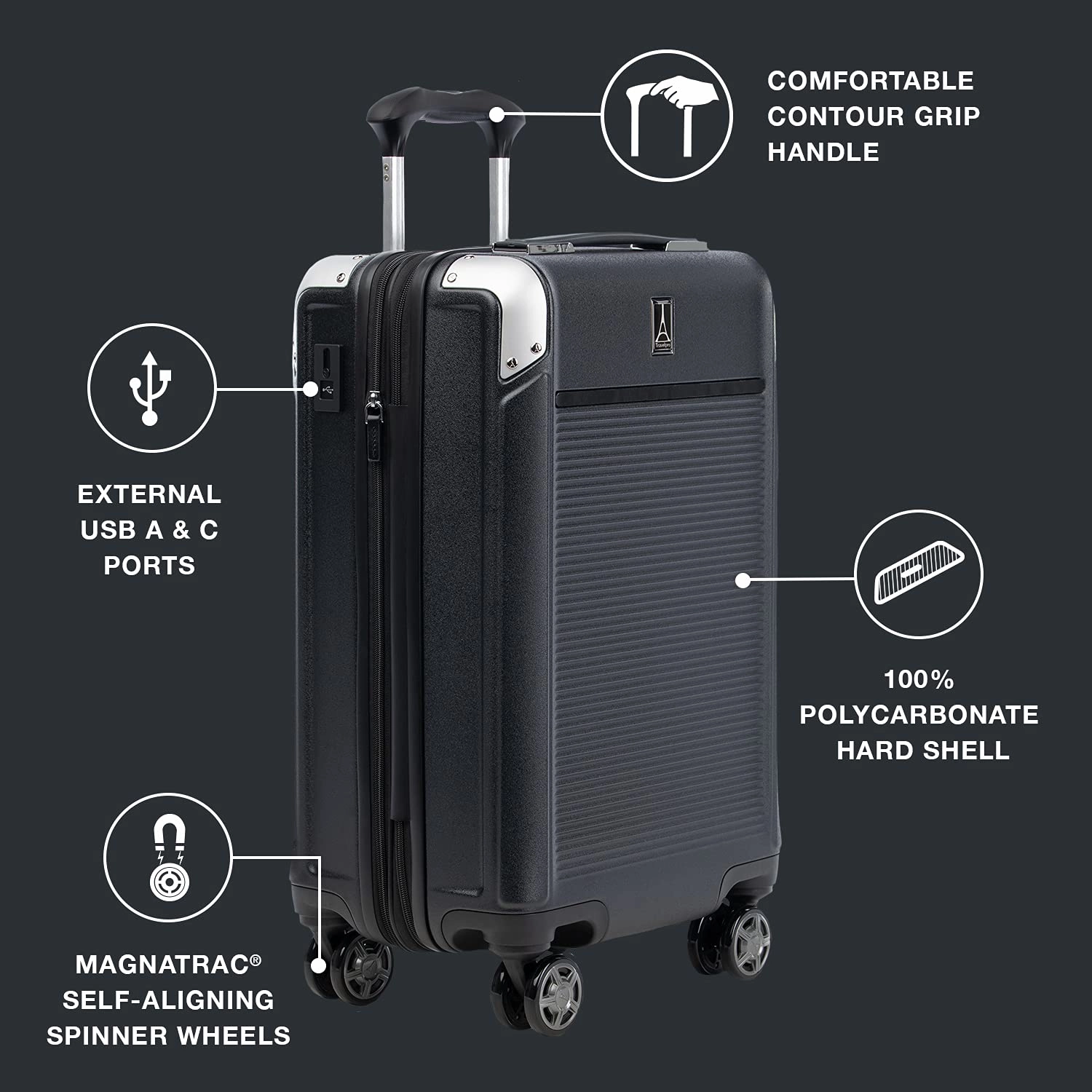 Travelpro Platinum Elite Hardside Expandable Spinner Wheel Luggage TSA Lock Hard Shell Polycarbonate Suitcase, Compact Carry on 20-Inch