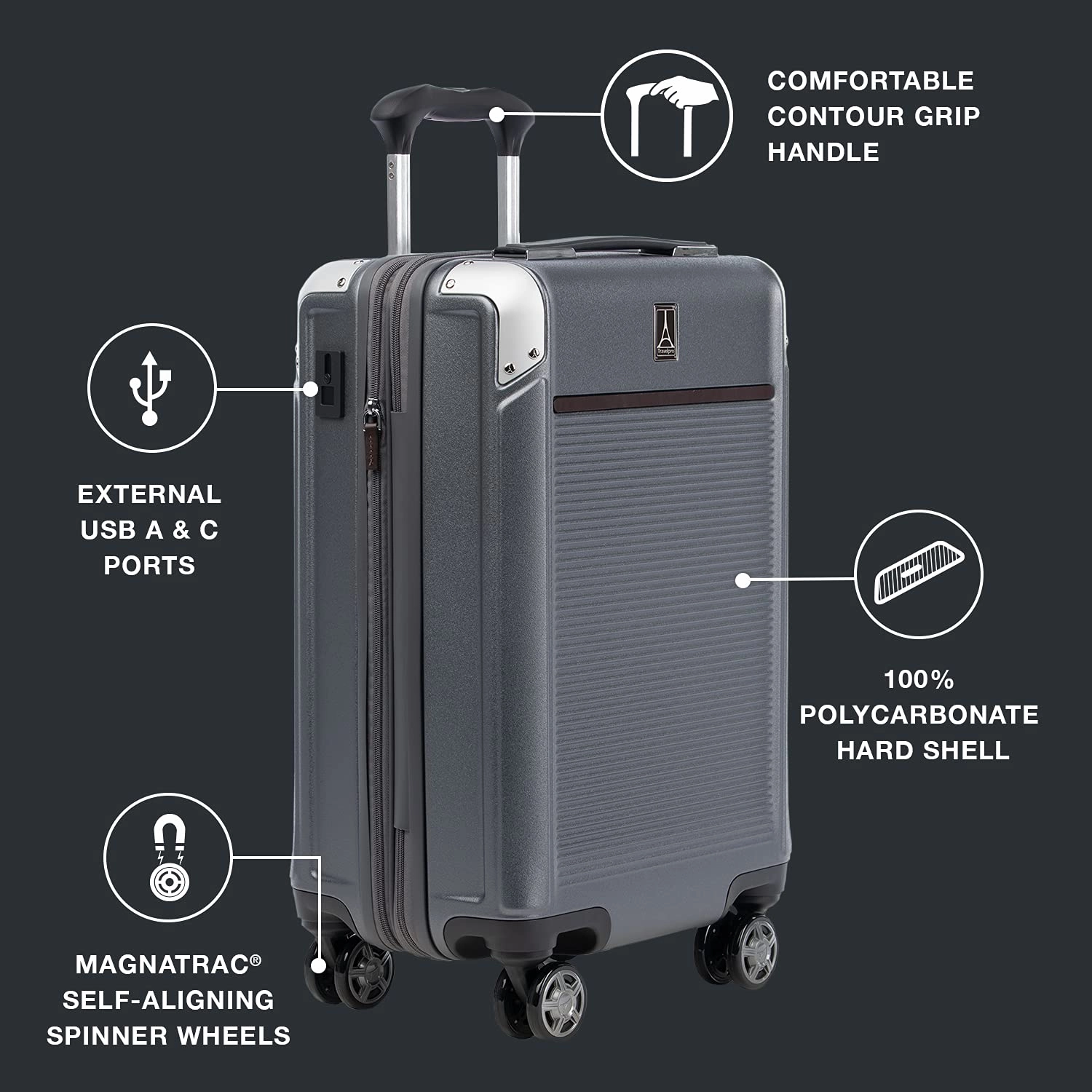 Travelpro Platinum Elite Hardside Expandable Spinner Wheel Luggage TSA Lock Hard Shell Polycarbonate Suitcase, Compact Carry on 20-Inch