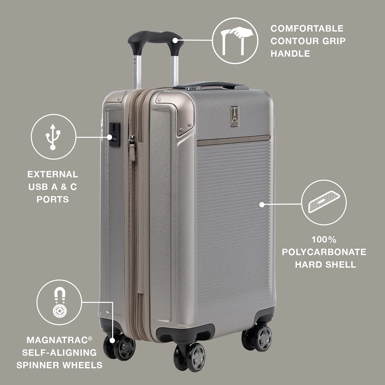 Travelpro Platinum Elite Hardside Expandable Spinner Wheel Luggage TSA Lock Hard Shell Polycarbonate Suitcase, Compact Carry on 20-Inch
