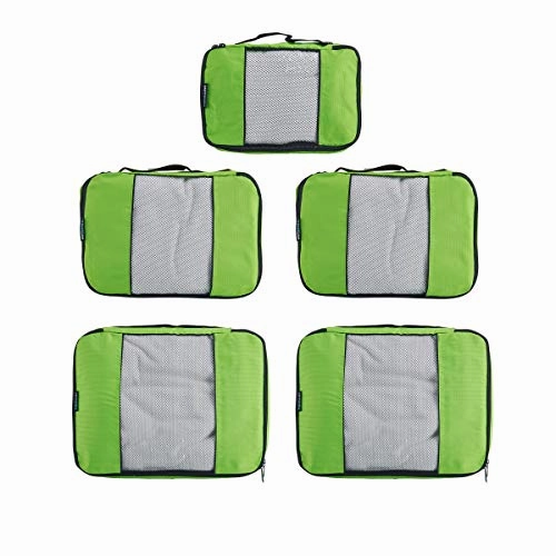 TravelWise Luggage Packing Organization Cubes 5 Pack, Lime, 2 Small, 2 Medium, 1 Large