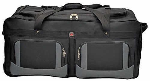 TWO PCS Amaro 36 Inch 1200d Explorer Rolling Duffle Bag V.2 (BLACK)