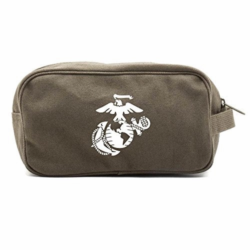 U.S. Marine Corps Semper Fidelis Dual Two Compartment Toiletry Kit Olive & White