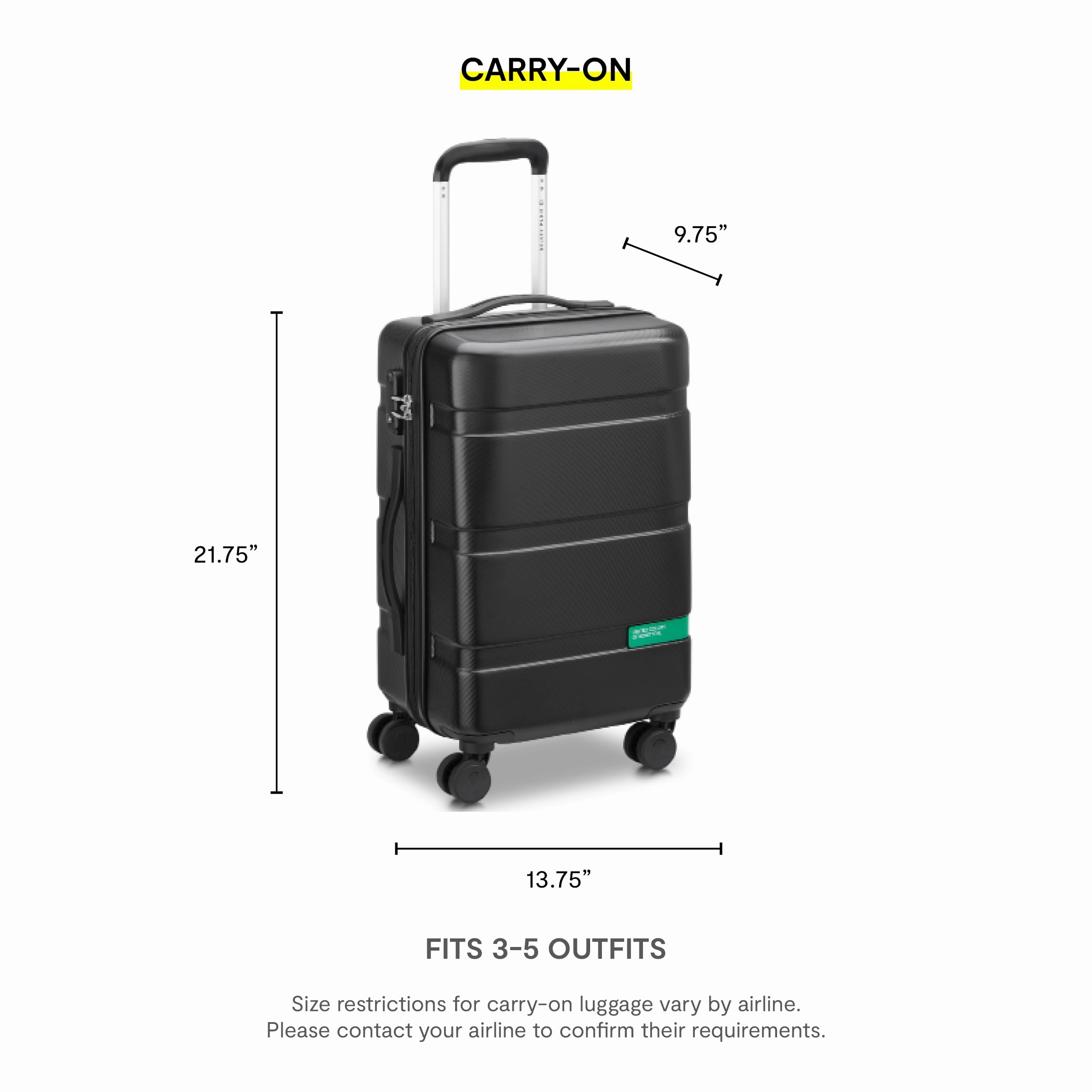 United Colors of Benetton Now Hardside Luggage with Spinner Wheels ( 2 Piece Set 19/27 Inch)