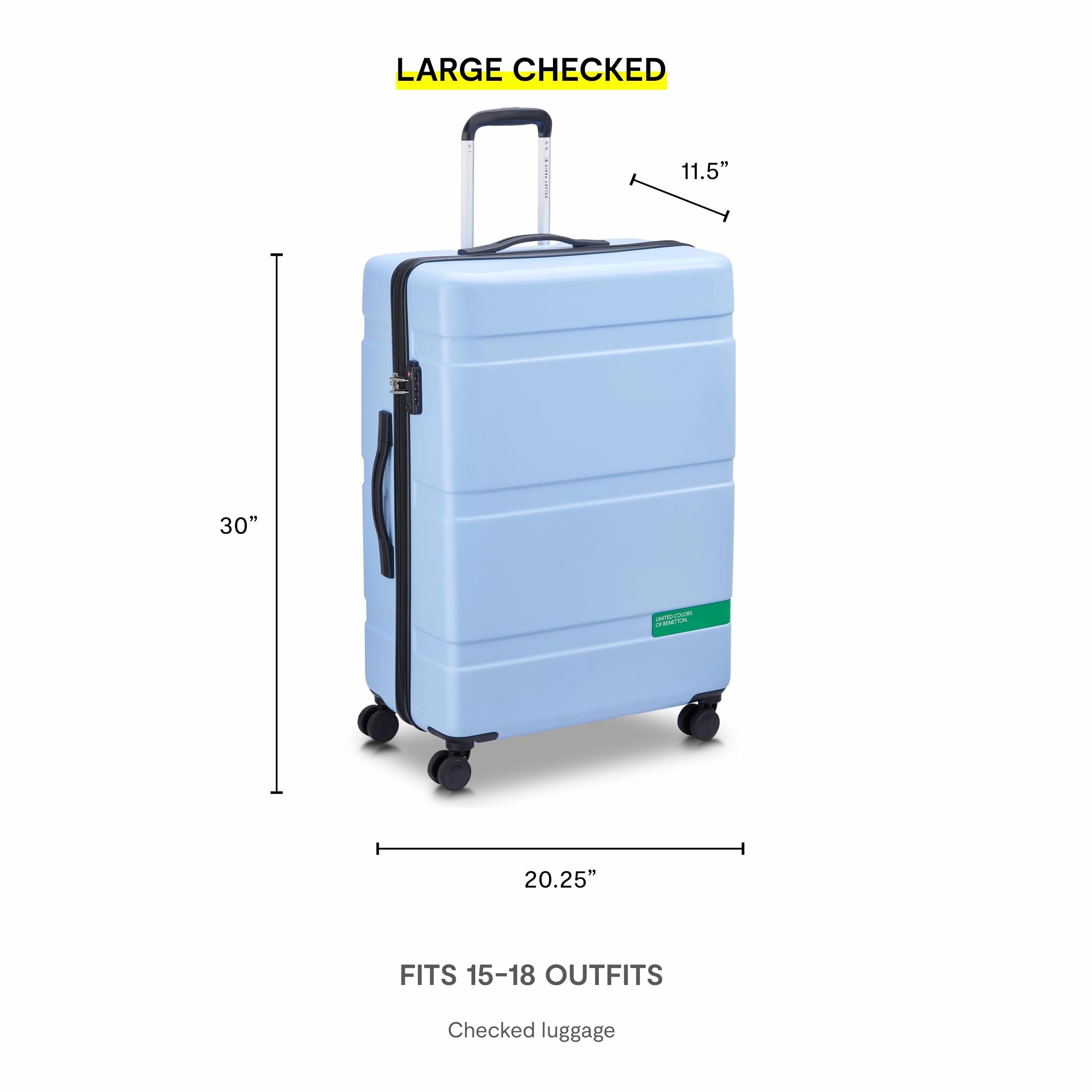 United Colors of Benetton Now Hardside Luggage with Spinner Wheels ( 2 Piece Set 19/27 Inch)