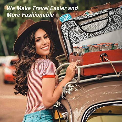 Veken 6 Set Packing Cubes, Travel Luggage Organizers with Laundry Bag & Shoe Bag (Black Leaf)
