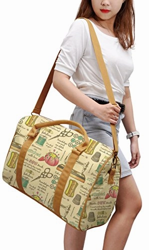 Vietsbay Women Pattern Of Sewing Kit Printed Canvas Travel Duffle Bag Was_42