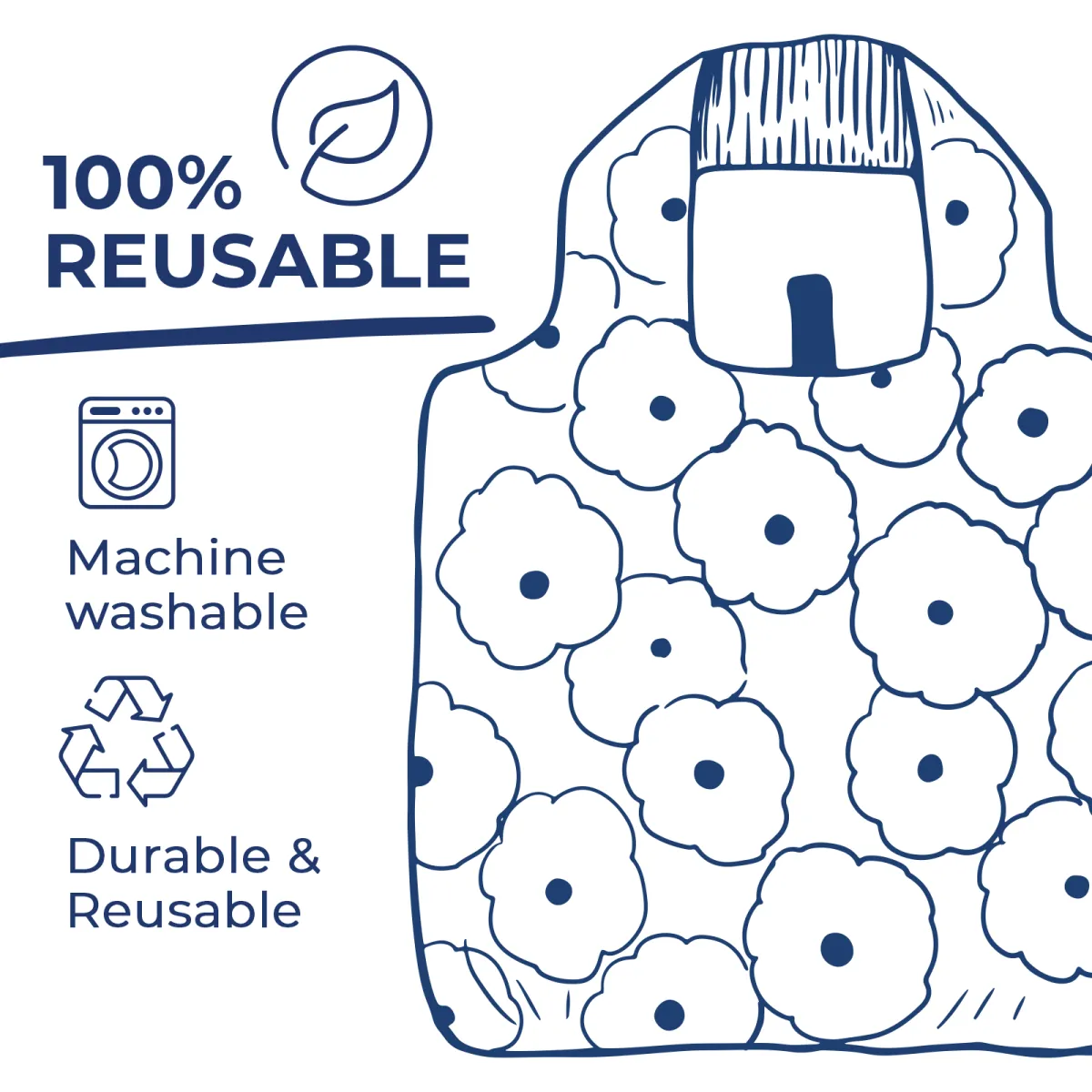 Vintage Lemons blu Bag Reusable Shopping Bag-Machine washable