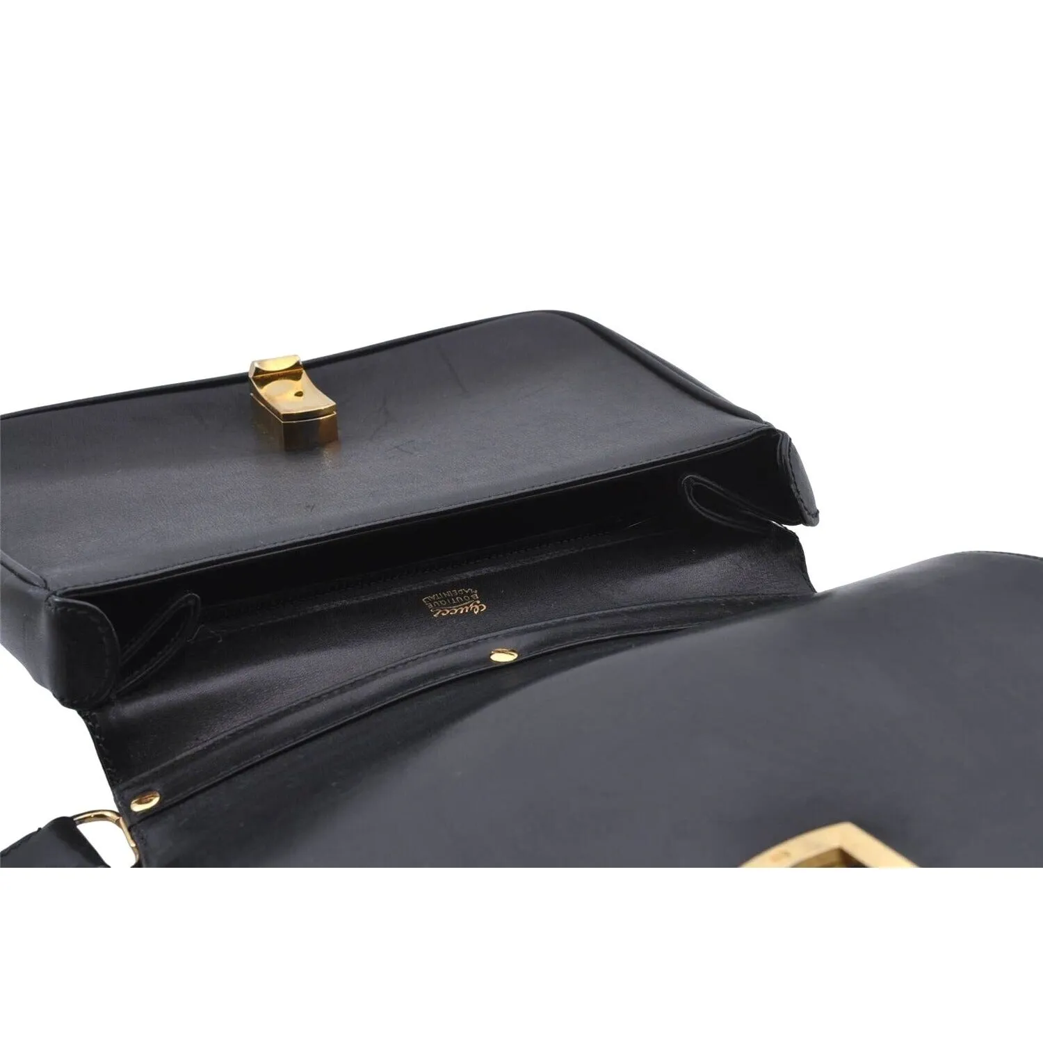 Vintage, RARE, Gucci, mod, black leather, saddle bag shoulder purse with a wide red & green center stripe, and bold gold accents g