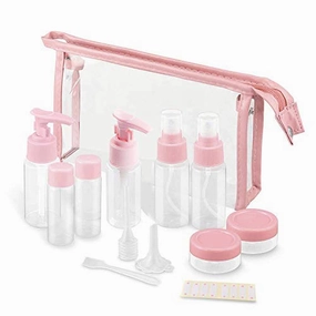 Vitog Travel Bottles Kit, TSA Approved Leak Proof Portable Toiletry Containers Set, Clear BPA Free PET Cosmetic Containers for Lotion, Shampoo, Cream, Soap, Set of 11