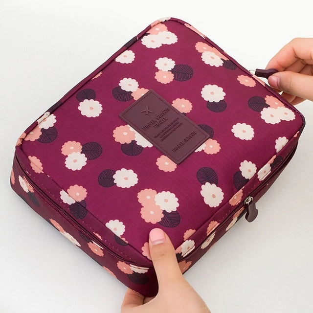 Women Makeup Bag Cosmetic Bag Case Make Up Organizer Toiletry Storage Neceser Rushed Floral Nylon
