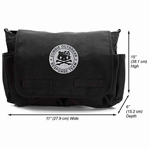 Zombie Outbreak Response Team Hello Kitty Messenger Shoulder Bag, Black & Silver